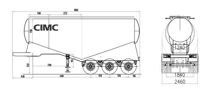 Drawing of CIMC 3 Axle Cement Bulker Tanker Trailer