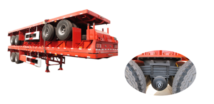 Flatbed trailer with single point-suspension