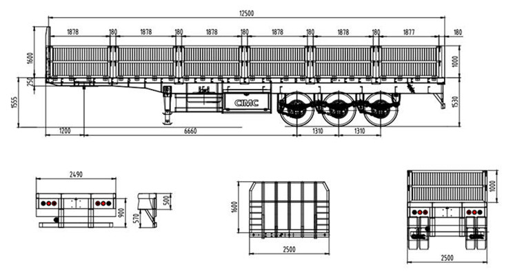 CIMC 3 Axle 40 Ton Semi Trailer with Side Wall for Sale